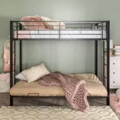 Twin Over Futon Analise Metal Bunk Bed Black - Saracina Home 10 Twin Over Futon Analise Metal Bunk Bed Black - Saracina Home -Saracina Home GUEST 561bd3db cee9 44eb b8a5 0f2ff86da729