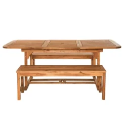 Ravenscroft 3pc Modern Boho Acacia Wood Slat Top Outdoor Dining Set - Saracina Home -Saracina Home GUEST 561f36a7 8490 4fbe 953c 3885eda5a8e2