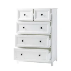 Farmhouse 5 Drawer Grooved Tall Storage Dresser White - Saracina Home 24 Farmhouse 5 Drawer Grooved Tall Storage Dresser White - Saracina Home -Saracina Home GUEST 59730227 3443 4480 9ec0 c768319687fc