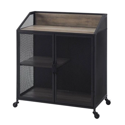 Urban Industrial Metal Mesh Bar Cart With Wheels - Saracina Home 7 Urban Industrial Metal Mesh Bar Cart With Wheels - Saracina Home - Image 7