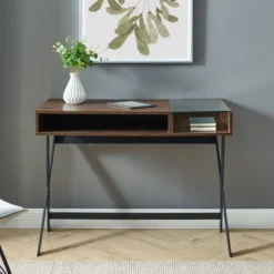 Modern Mixed Material Open Storage Computer Desk - Saracina Home -Saracina Home GUEST 5a5c718e 8e9a 4589 9d29 527a9722dd43
