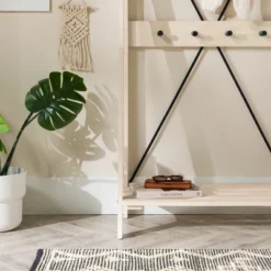 68" Solid Wood X Back Angled Hall Tree White Wash - Saracina Home 17 68" Solid Wood X Back Angled Hall Tree White Wash - Saracina Home -Saracina Home GUEST 5f3d0d73 a646 48be b127 d033415e486f