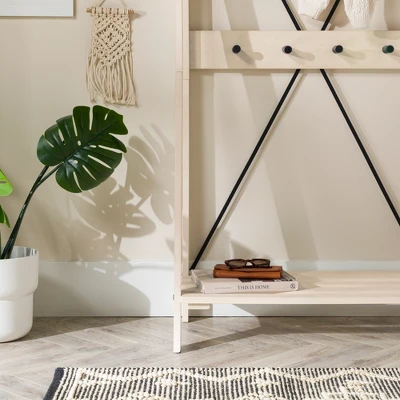 68" Solid Wood X Back Angled Hall Tree White Wash - Saracina Home 5 68" Solid Wood X Back Angled Hall Tree White Wash - Saracina Home - Image 5