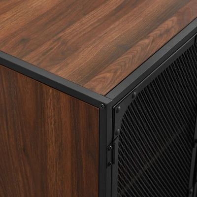 Urban Industrial Metal Mesh 4 Door TV Stand For TVs Up To 65" Dark Walnut - Saracina Home 4 Urban Industrial Metal Mesh 4 Door TV Stand For TVs Up To 65" Dark Walnut - Saracina Home - Image 4