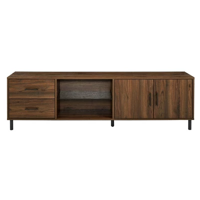 Sana Modern Triple Storage TV Stand For TVs Up To 80" Dark Walnut - Saracina Home 1 Sana Modern Triple Storage TV Stand For TVs Up To 80" Dark Walnut - Saracina Home