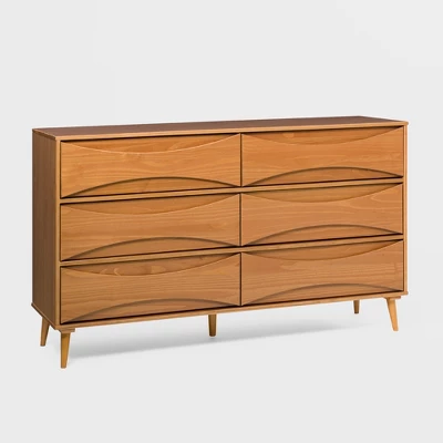 Mid-Century Modern Contoured 6 Drawer Dresser - Saracina Home 2 Mid-Century Modern Contoured 6 Drawer Dresser - Saracina Home - Image 2