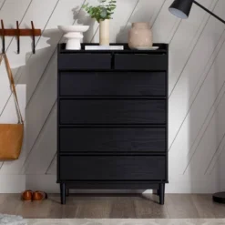 Mid-Century Modern Solid Wood 6 Drawer Vertical Dresser - Saracina Home -Saracina Home GUEST 637b662c eea4 4bc0 92bd a012795c36fd