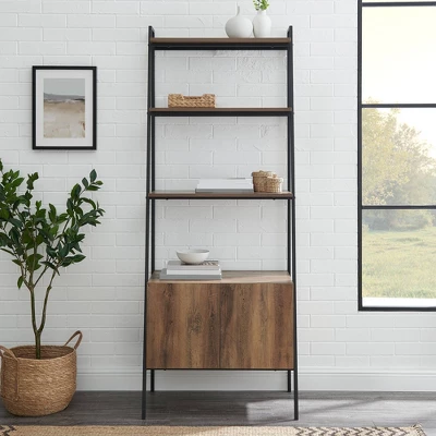 72" Open Shelf And Closed Storage Cabinet Ladder Bookcase - Saracina Home 3 72" Open Shelf And Closed Storage Cabinet Ladder Bookcase - Saracina Home - Image 3