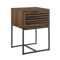 Visconti Boho Slat Pull Down Door Side Table Dark Walnut - Saracina Home 12 Visconti Boho Slat Pull Down Door Side Table Dark Walnut - Saracina Home -Saracina Home GUEST 659ec25c 13f7 4ed9 a5d9 4380c541f97e