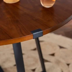 40" Urban Industrial Round Dining Table With Faux Wrap Leg Dark Walnut - Saracina Home -Saracina Home GUEST 65b752a1 a470 4c70 a554 7b7a706fed25