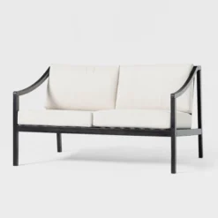 Saracina Home Mid-Century Modern Slatted Acacia Outdoor Bench With Cushions -Saracina Home GUEST 65d05032 e224 418d a7ae a52b618f1c1f