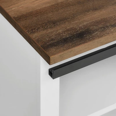 48" Transitional Sliding Barn Door Wood Bench White/Rustic Oak - Saracina Home 5 48" Transitional Sliding Barn Door Wood Bench White/Rustic Oak - Saracina Home - Image 5