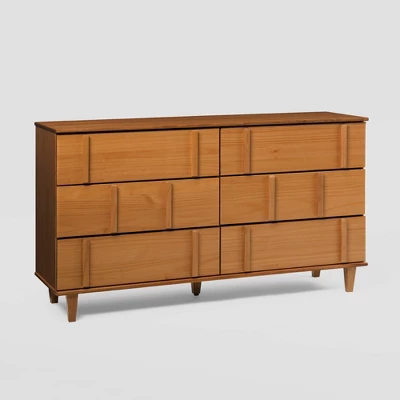 Modern Vertical Accent Solid Wood 6 Drawer Double Dresser - Saracina Home 2 Modern Vertical Accent Solid Wood 6 Drawer Double Dresser - Saracina Home - Image 2