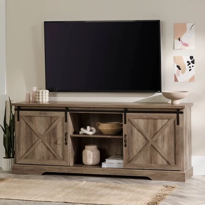 Clarabelle Double Sliding X Barn Door TV Stand For TVs Up To 80" - Saracina Home 14 Clarabelle Double Sliding X Barn Door TV Stand For TVs Up To 80" - Saracina Home - Image 14