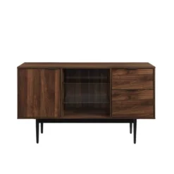 Timothy Modern Lifted Triple Storage Sideboard Dark Walnut - Saracina Home