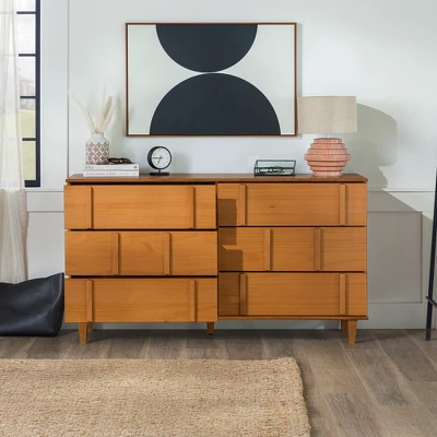 Modern Vertical Accent Solid Wood 6 Drawer Double Dresser - Saracina Home 9 Modern Vertical Accent Solid Wood 6 Drawer Double Dresser - Saracina Home - Image 9