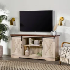 Modern Transitional Sliding Barndoor TV Stand For TVs Up To 65"- Saracina Home -Saracina Home GUEST 6cfa14d3 36c0 4768 9784 c3a77c7e184f
