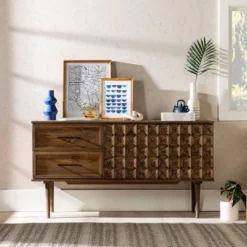 58" Modern Boho Solid Pine Wood Closed Storage Sideboard Brown - Saracina Home 31 58" Modern Boho Solid Pine Wood Closed Storage Sideboard Brown - Saracina Home -Saracina Home GUEST 6fc518f2 7d29 4514 bcef 8e238c410e73