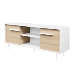 Modern 2 Door TV Stand For TVs Up To 65" Solid White/Coastal Oak/White - Saracina Home 14 Modern 2 Door TV Stand For TVs Up To 65" Solid White/Coastal Oak/White - Saracina Home -Saracina Home GUEST 71b35f19 b185 49ca 9a53 cd5480612808