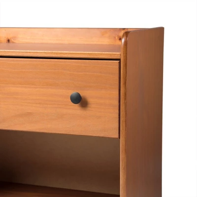 Katie Transitional Tray Top 1 Drawer Solid Wood Nightstand Caramel - Saracina Home 5 Katie Transitional Tray Top 1 Drawer Solid Wood Nightstand Caramel - Saracina Home - Image 5