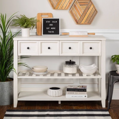 48" Farmhouse Solid Wood 2 Drawer Buffet White - Saracina Home 2 48" Farmhouse Solid Wood 2 Drawer Buffet White - Saracina Home - Image 2