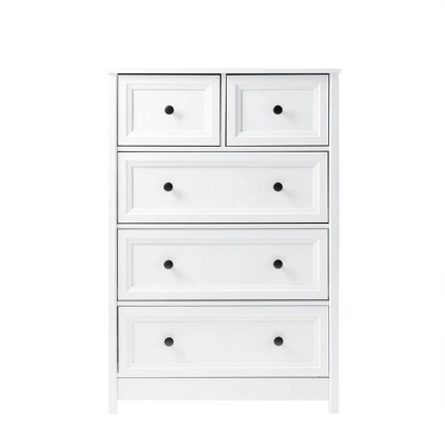 Farmhouse 5 Drawer Grooved Tall Storage Dresser White - Saracina Home 2 Farmhouse 5 Drawer Grooved Tall Storage Dresser White - Saracina Home - Image 2