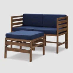 3pc Modular Acacia Wood Patio Chat Set With Cushions - Saracina Home -Saracina Home GUEST 75715dfc 345c 4dac 84f9 12b8f90851ce