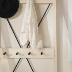 68" Solid Wood X Back Angled Hall Tree White Wash - Saracina Home 15 68" Solid Wood X Back Angled Hall Tree White Wash - Saracina Home -Saracina Home GUEST 78968422 3a86 4771 9a4e 0ef03d7daf18