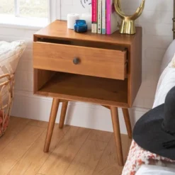 Greenberg 1 Drawer Mid-Century Modern Solid Wood Nightstand - Saracina Home 8 Greenberg 1 Drawer Mid-Century Modern Solid Wood Nightstand - Saracina Home -Saracina Home GUEST 7acf3373 e0cd 4483 8953 f995e28697c0