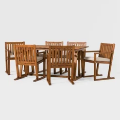 Saracina Home 7pc Modern Slatted Acacia Outdoor Dining Set With Trapezoid Legs 8 Saracina Home 7pc Modern Slatted Acacia Outdoor Dining Set With Trapezoid Legs -Saracina Home GUEST 7c578f64 72ae 46c5 ac48 00e4a01b963b