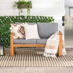 Galia Square Leg Acacia Wood Patio Loveseat With Cushions - Brown - Saracina Home 19 Galia Square Leg Acacia Wood Patio Loveseat With Cushions - Brown - Saracina Home -Saracina Home GUEST 83499b4c 7af6 4677 b9b7 2250ee9b30a1