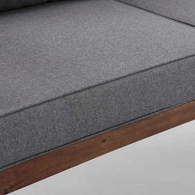 Saybrook Modern Metal And Wood Patio Loveseat - Gray/Dark Brown - Saracina Home 8 Saybrook Modern Metal And Wood Patio Loveseat - Gray/Dark Brown - Saracina Home - Image 8