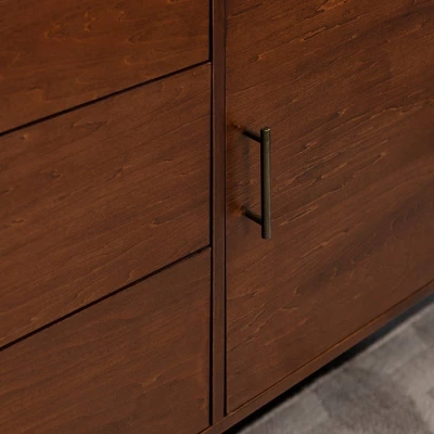 Mid-Century Modern With Closed Storage TV Stand For TVs Up To 58" Walnut - Saracina Home 3 Mid-Century Modern With Closed Storage TV Stand For TVs Up To 58" Walnut - Saracina Home - Image 3