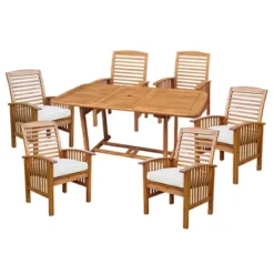 7pc Acacia Wood Patio Dining Set With Cushions - Saracina Home 12 7pc Acacia Wood Patio Dining Set With Cushions - Saracina Home -Saracina Home GUEST 9072023e f892 4abd acae 5ef356f7347a