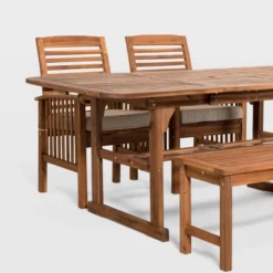 Ravenscroft 4pc Extendable Acacia Wood Outdoor Dining Set - Saracina Home -Saracina Home GUEST 9093e35d 2049 4ddb a85b 14254399b8d2