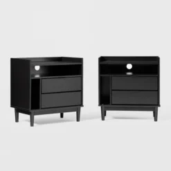 2pk Mid-Century Modern Solid Wood 2 Drawer Storage Nightstands - Saracina Home 23 2pk Mid-Century Modern Solid Wood 2 Drawer Storage Nightstands - Saracina Home -Saracina Home GUEST 90b51515 663a 4264 a749 f3758d2e0dcf