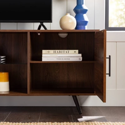 2 Door Mid-Century Modern Wood Storage TV Stand For TVs Up To 80" - Saracina Home 10 2 Door Mid-Century Modern Wood Storage TV Stand For TVs Up To 80" - Saracina Home - Image 10