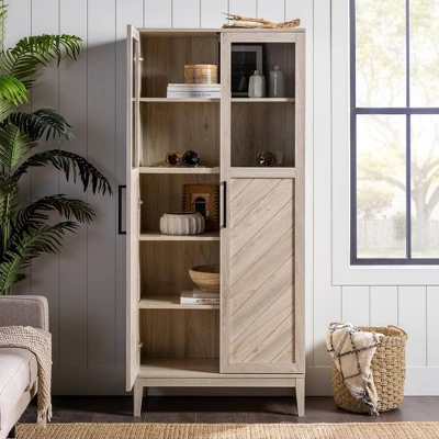 68" Boho Modern Tall Storage Wood Cabinet - Saracina Home 14 68" Boho Modern Tall Storage Wood Cabinet - Saracina Home - Image 14