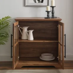 Avalene Modern Farmhouse 2 Door Glass Windowpane Accent Cabinet Rustic Oak - Saracina Home 7 Avalene Modern Farmhouse 2 Door Glass Windowpane Accent Cabinet Rustic Oak - Saracina Home -Saracina Home GUEST 92b41215 524a 4446 8251 126a54a2c246