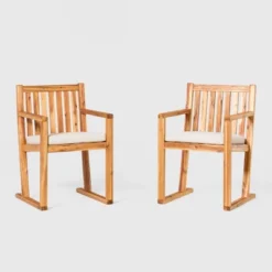 Saracina Home 2pk Acacia Modern Slat-Back Patio Dining Chairs With Cushions 11 Saracina Home 2pk Acacia Modern Slat-Back Patio Dining Chairs With Cushions -Saracina Home GUEST 95a7a7a2 a395 4b83 b65e 706cd336f719