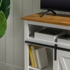 Transitional Sliding Barndoor Highboy TV Stand For TVs Up To 58" - Saracina Home -Saracina Home GUEST 9668399f e5a7 419a a34e f0354846aab9