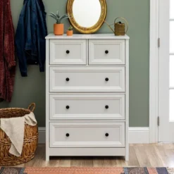 Farmhouse 5 Drawer Grooved Tall Storage Dresser White - Saracina Home 16 Farmhouse 5 Drawer Grooved Tall Storage Dresser White - Saracina Home -Saracina Home GUEST 96be5b13 02a3 4993 80b5 8619de96e45f
