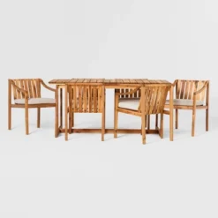 7pc Modern Slatted Wood Outdoor Dining Set - Saracina Home 13 7pc Modern Slatted Wood Outdoor Dining Set - Saracina Home -Saracina Home GUEST 97b97aff 19ee 4550 9126 93ae4bc68f53