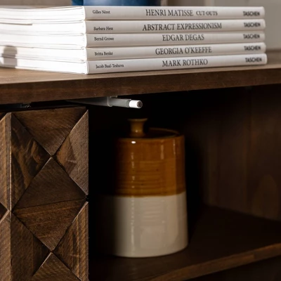 58" Modern Boho Solid Pine Wood Closed Storage Sideboard Brown - Saracina Home 11 58" Modern Boho Solid Pine Wood Closed Storage Sideboard Brown - Saracina Home - Image 11