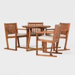 Saracina Home 5pc Modern Slatted Acacia Outdoor Dining Set With Round Table 10 Saracina Home 5pc Modern Slatted Acacia Outdoor Dining Set With Round Table -Saracina Home GUEST 9d726d02 3bf0 4f04 9439 6de7c83b7e6c