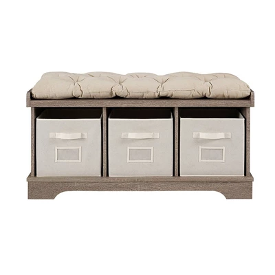 42" Upholstered Wood Entryway Bench With Storage - Saracina Home 3 42" Upholstered Wood Entryway Bench With Storage - Saracina Home - Image 3