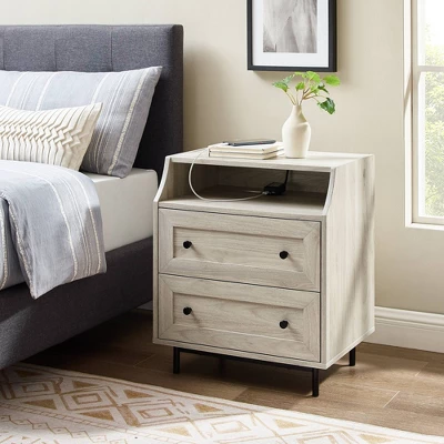 Transitional 2 Drawer Nightstand With USB Port - Saracina Home 5 Transitional 2 Drawer Nightstand With USB Port - Saracina Home - Image 5