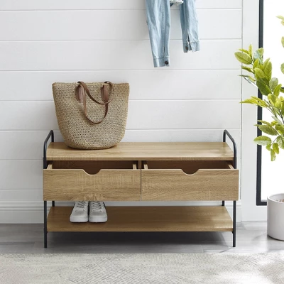 Modern 2 Drawer Storage Entry Bench - Saracina Home 5 Modern 2 Drawer Storage Entry Bench - Saracina Home - Image 5