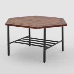 Saybrook Modern Metal And Wood Patio Hexagon Coffee Table - Dark Brown - Saracina Home 14 Saybrook Modern Metal And Wood Patio Hexagon Coffee Table - Dark Brown - Saracina Home -Saracina Home GUEST aa3b7989 fc19 47ae 8c0b d2f6279675a2