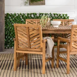 5pc Slatted Chevron Acacia Wood Patio Dining Set - Saracina Home -Saracina Home GUEST aa4dfa02 12a8 4b71 a397 42f91d66a651